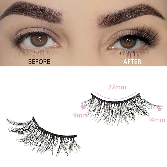 FARRED Half Lashes Natural Look Short Eyelashes Cat Eye Lash Fluffy Natural Lashes Wispy False Eyelash 14 Pairs Faux Mink Strip Eye Lashes Pack for Daily Makeup (F15 | 9-14mm)-Velvo Beauty