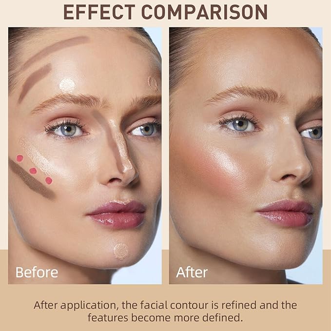 Erinde 3 Colors Liquid Highlighter Blush Contour Set, Natural Matte Face Blush Bronzer, Natural Glossy Liquid Illuminator for Face and Body, Lightweight Blendable Silky Smooth Texture, Cruelty-free-Velvo Beauty