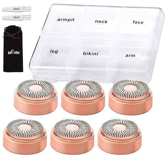 Replacement Heads for Flawless Hair Remover Gen 2, 18k Gold Facial Hair Remover Replacement Head with Compartment Storage Box, Women Painless Replacement Blades fit Finishing Touch Flawless-Velvo Beauty