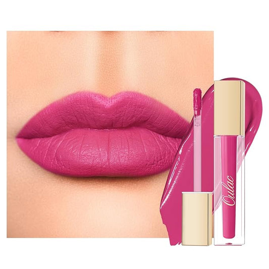 Oulac Matte Pink Lipstick for Women, Long Lasting Liquid Lip Stick High Impact Lip Gloss Full Coverage Lip Makeup with Vitamin E Waterproof Formula,Vegan M34-Velvo Beauty