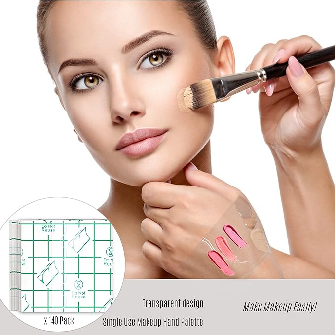 Disposable Makeup Palettes,Makeup Artist Must Haves Adhesive Makeup Mixing Tray Waterproof Tape,Mini Travel Makeup Palette for Women Girls Female Make up (2.4 Inch/140 Pieces)-Velvo Beauty