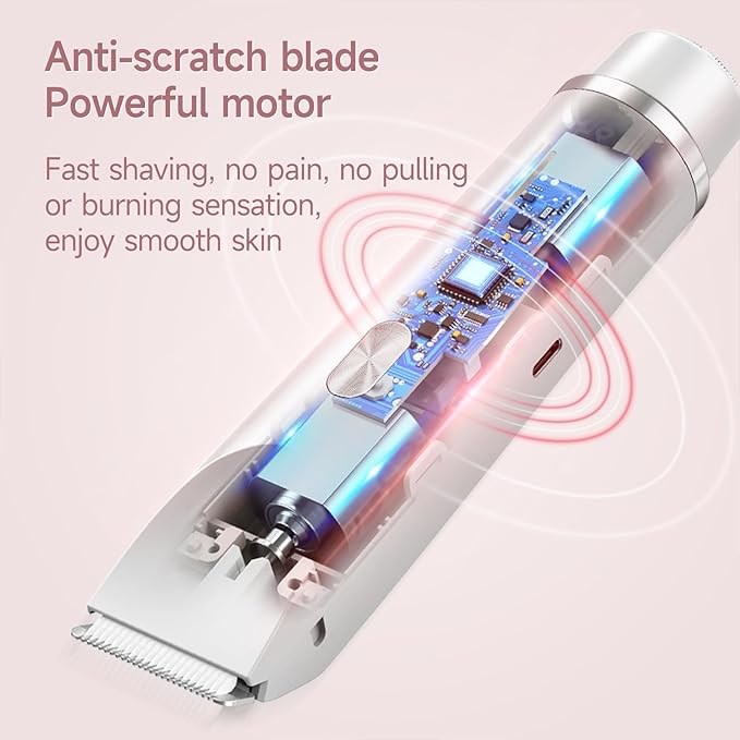 Bikini Trimmer for Women Electric Razors for Women, Double Head Dual Purpose, IPX7 Waterproof Hair Razor, Ceramic Blade Hair Trimmer Wet & Dry Use,Womens Painless Electric Shaver for Facial and Body-Velvo Beauty