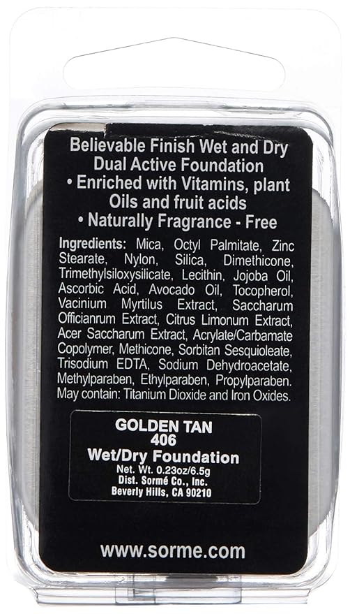 Sorme' Treatment Cosmetics Believable Finish Dual Active Foundation Refill, Golden Tan-Velvo Beauty