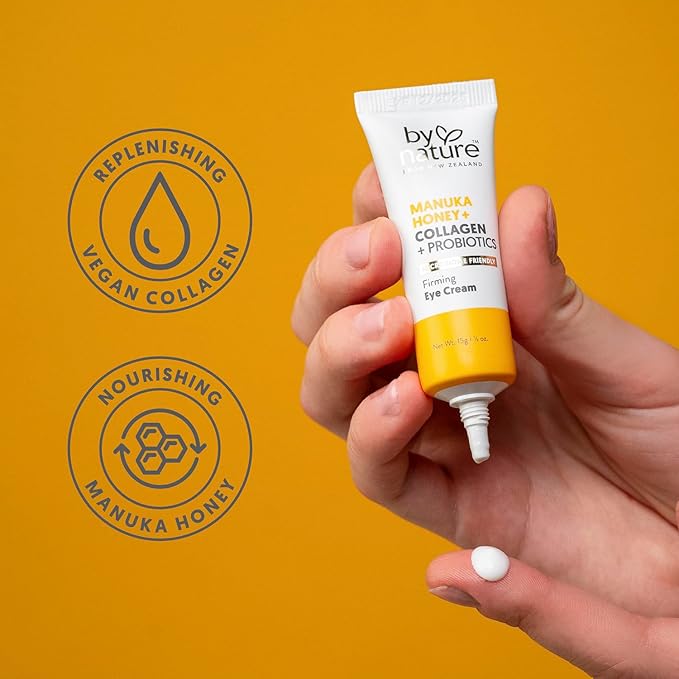 By Nature Eye Cream - Manuka Honey, Collagen, and Probiotics - Hydrating Under Eye Cream for Dark Circles - Skincare from New Zealand - .5oz-Velvo Beauty