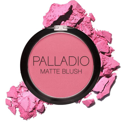 Palladio Matte Blush, Brushes onto Cheeks Smoothly, Soft Matte Look and Even Finish, Flawless Velvety Coverage, Effortless Blending Makeup, Flatters the Face, Convenient Compact, Bayberry-Velvo Beauty