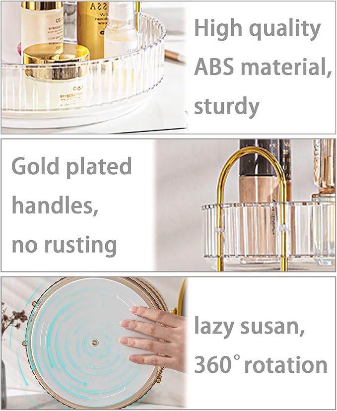 Rotating Makeup Organizer for Vanity, High-Capacity Skincare Clear Make Up Storage Perfume Organizers Cosmetic Dresser Organizer Countertop 360 Spinning (Clear, 3 Tier)-Velvo Beauty