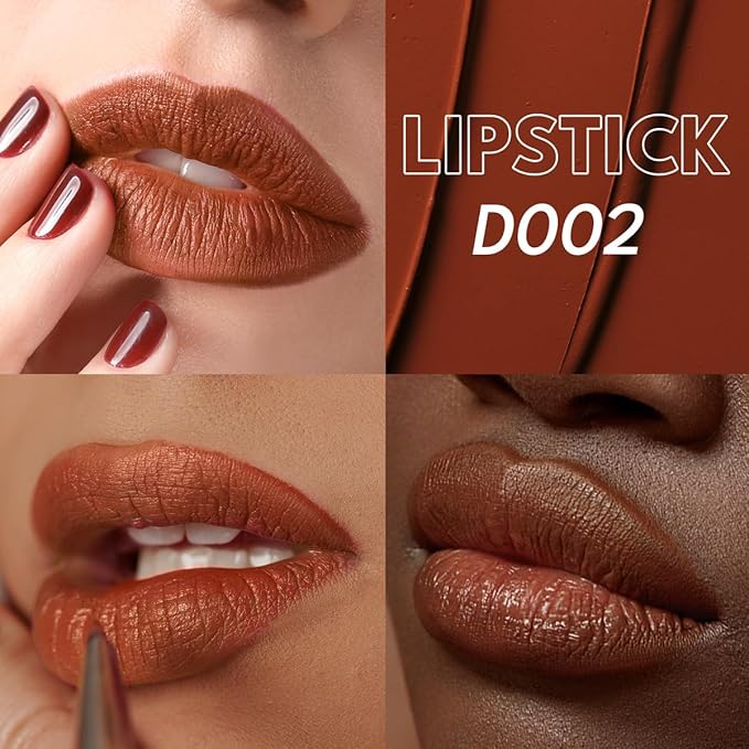 2PCS Marbled Matte Lip Stick Makeup - Velvety Finish | Naked-lip Feel, Full Coverage, D001+D002-Velvo Beauty