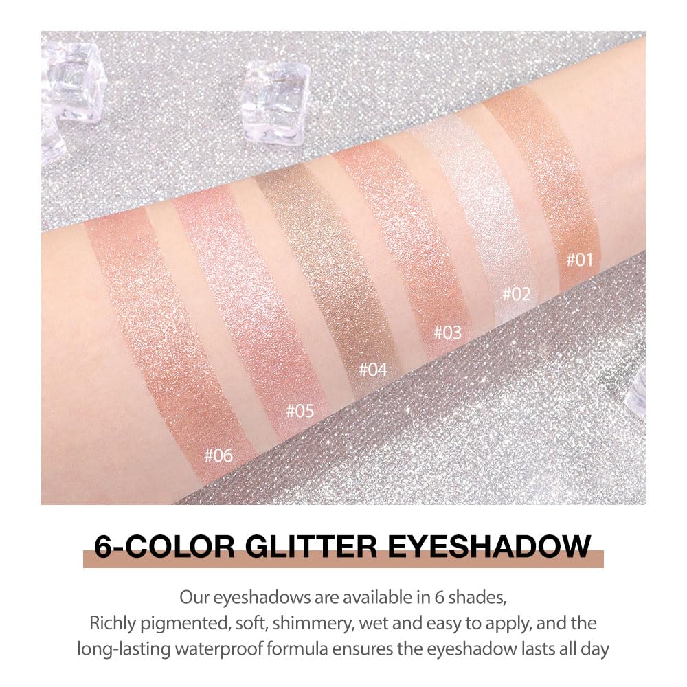 Champagne Rose Gold Monochrome Shimmer Eyeshadow Palette Makeup,Long Lasting Naturing-Looking Lightweight Glitter Single Eyeshadow,Neutral Powde Eye Shadow for Older Women-Velvo Beauty