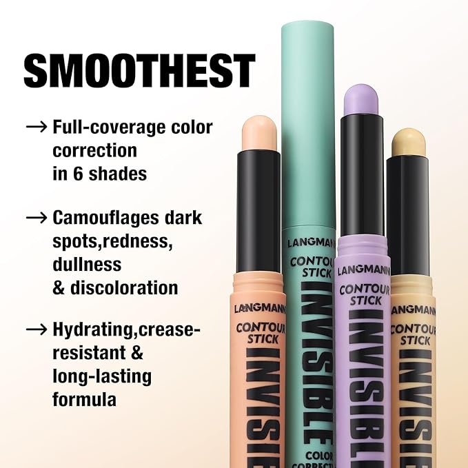 LANGMANNI Multi-Use Face Contour Stick,Highlighter & Concealer Stick, Combo Use For Correcting Color Balancing (6 Colors Set)-Velvo Beauty