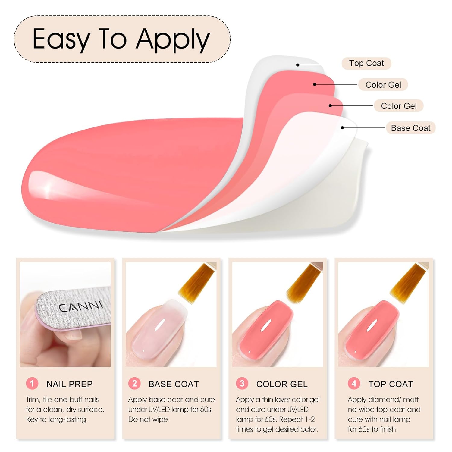 CANNI Pink Gel Nail Polish – 1pc 9ML Hot Grapefruit Pink Color, Soak Off UV LED Gel, High Gloss for French Manicure, DIY Nail Art & Salon Use-Velvo Beauty