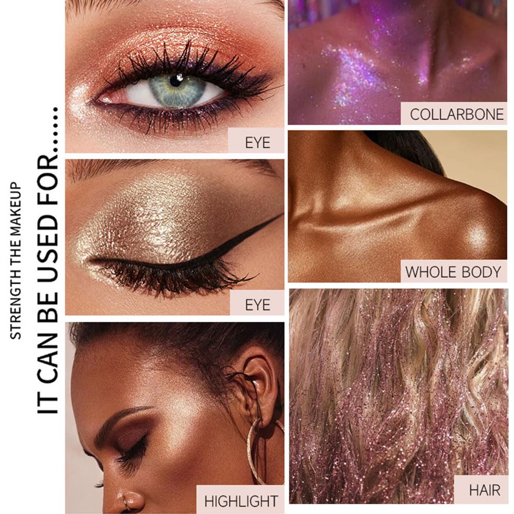 Monochrome Powder Eyeshadow Palette Makeup,Gold Natural Neutral Single Shimmer Eye Shadow for Older Women,Buildable Sparkly Eye Finish,Long Lasting Naturing-Looking-Velvo Beauty