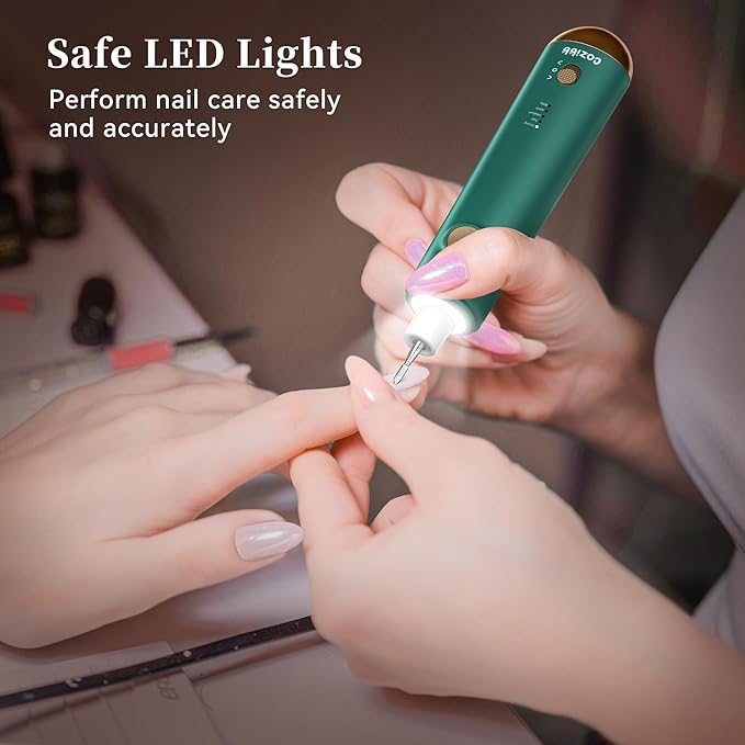 Electric Nail Drill, 8-in-1 Cordless Electric Nail File with LED Light, 5 Speeds Rechargeable Manicure and Pedicure Kit Hand Foot Care Tool for Nail Grinder Trim Polish for Women Baby-Velvo Beauty