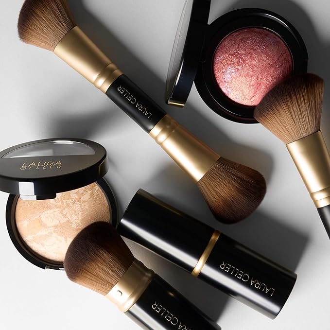 LAURA GELLER NEW YORK Face It All 2pc Makeup Brush Set - Retractable Airbrush Kabuki Brush + Dual-Ended Blush and Bronzer Brush-Velvo Beauty