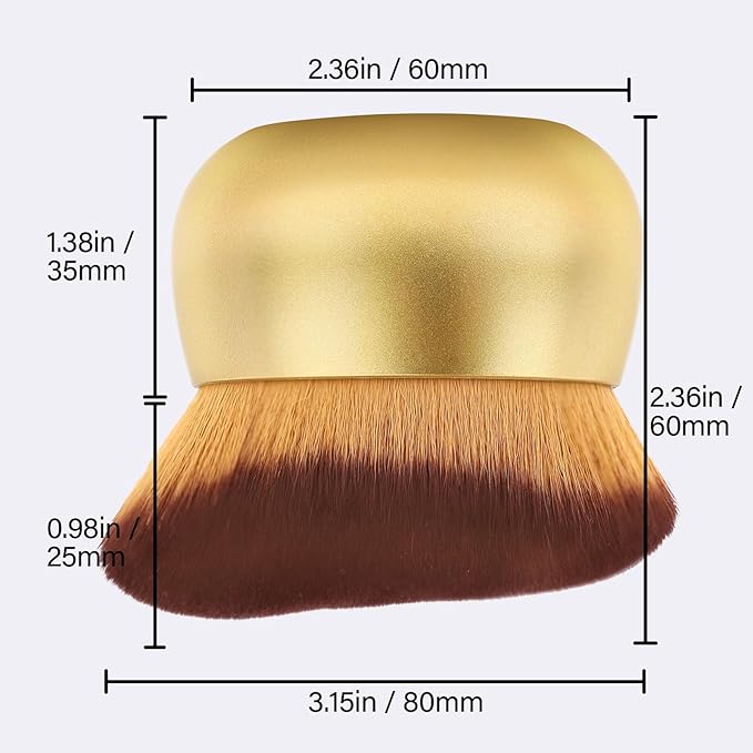 Airbrush Kabuki Brush for All Face Makeup & Foundation for Liquid, Cream and Powder Face Makeup, Large Brush for Effortless Natural Beautiful Look, With Wide-headed Bristles - Gold-Velvo Beauty