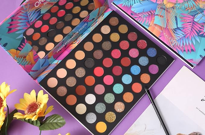 Eyeshadow Palette Glitter 48 Colors Bright Colorful Shimmer Eye Shadow Makeup Palette High Pigmented Metallic Color Eye Shadow Powder Easy To Blend Rainbow Sparkle Glitter Eyeshadow Pallet-Velvo Beauty