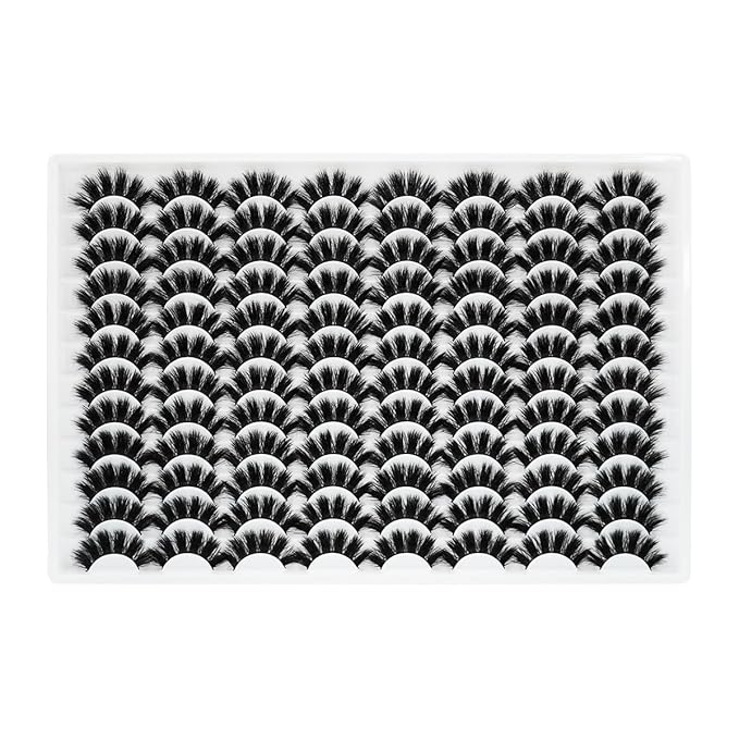 False Eyelashes 48 Pairs Faux Mink Lashes 14mm Wispy Lashes 3D Fluffy Cat Eye Lashes Pack Bulk Wholesale Strip Lashes(style 48-034)-Velvo Beauty