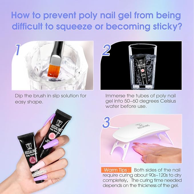 ROSALIND 28 Colors Poly Nail Gel Kit With Mini Lamp - Clear Neon Starter Kit for Beginners, Halloween, Spring, Summer With Everything-Velvo Beauty