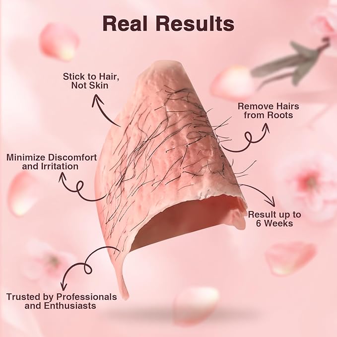 Hard Wax for Hair Removal, Rose Pink Wax Beads for Sensitive Skin and Brazilian Waxing, 10.5 Ounce/bag with 10pcs Wax Sticks-Velvo Beauty