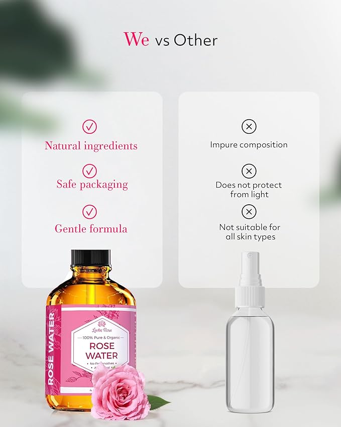 Rose Water Spray for Face by Leven Rose - Pure Natural Moroccan Rosewater Hydrosol Face Spray - Organic Rose Water for Hair 4 oz-Velvo Beauty