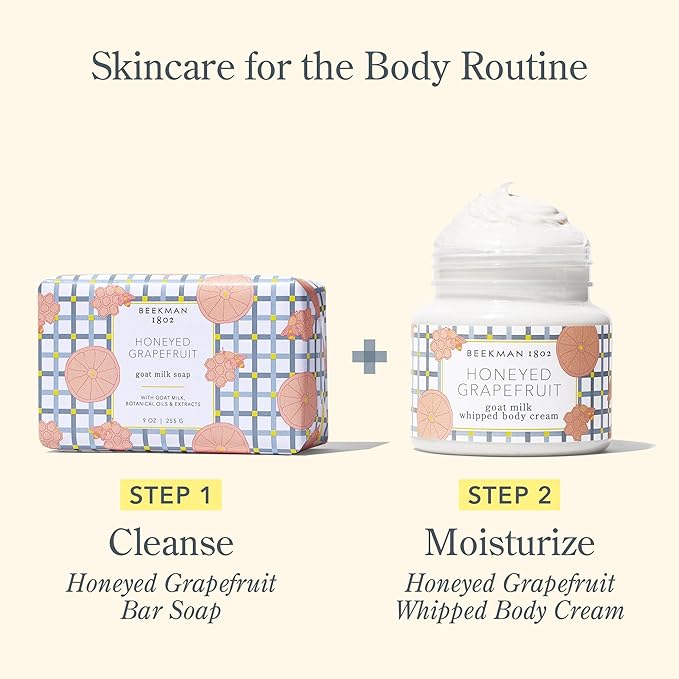 Beekman 1802 Whipped Body Cream, Honeyed Grapefruit - Scented - 8 oz - Intensely Hydrating & Softens Skin - With Goat Milk - Good for Sensitive Skin - Cruelty Free-Velvo Beauty