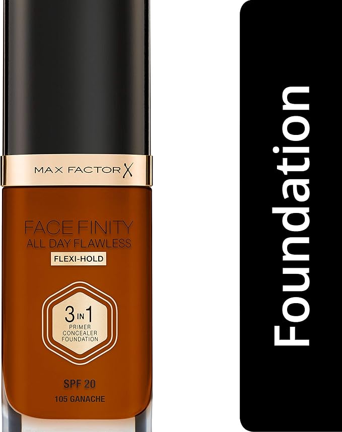 Max Factor Facefinity 3-in-1 All Day Flawless Foundation, SPF 20, Ganache, 30ml-Velvo Beauty