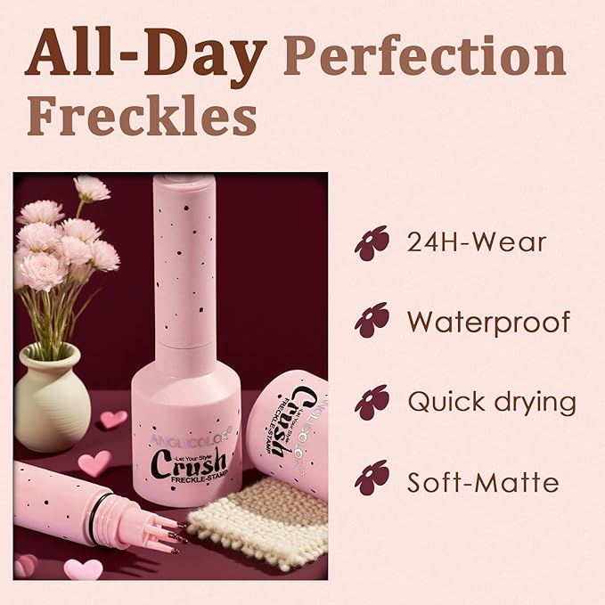 Faux Freckle Stamp, Freckle Pen Waterproof – Faux Freckles Maker for Natural Sun-Kissed Look, Quick-Dry & Long-Lasting, Easy One-Press Application, Cute & Trendy Gift for Women & Girls - 03 Deep-Velvo Beauty