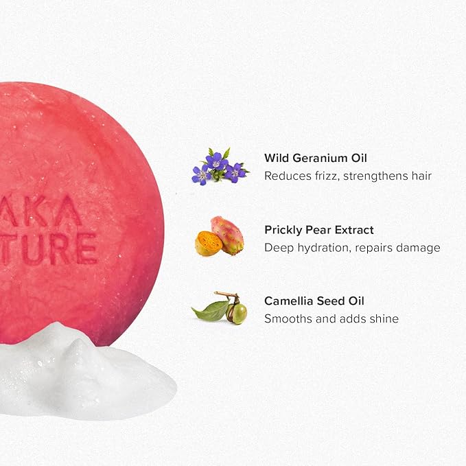 Maka Nature Low-Carbon Shampoo Bar | Korean K-Beauty Haircare with Natural Ingredients for Scalp & Hair Types | Vegan, Eco-Friendly, pH balanced, 3.35oz (Geranium)-Velvo Beauty