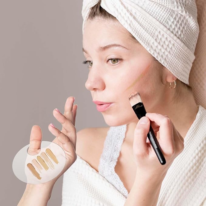 2PCS Makeup Mixing Palette with 2PCS Metal Spatula, Mixing Pigment Palette, Round White Clear Foundation Palette for Make up Eyeshadow Liquid Foundation Cosmetic Nail-Art Pigment Mixing Color-Velvo Beauty