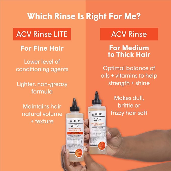 dpHUE Apple Cider Vinegar Hair Rinse Lite, 20 oz - Shampoo Alternative, Scalp Cleanser & Post Workout Rinse - Won’t Weigh Fine Hair Down - Removes Buildup & Sweat-Velvo Beauty