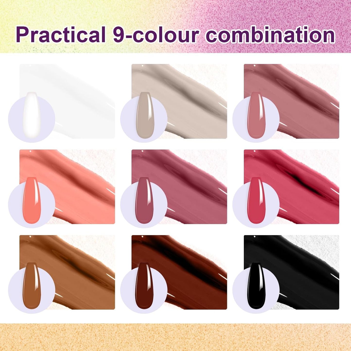 Gradient Painting Gel, 9 Colors Ombre Gel Nail Polish Nude Pink Almond Gary Sponging for Pigment Pat Aura Nails French Manicure Soak Off UV DIY Nail Art Nude Rose Chroma-Velvo Beauty