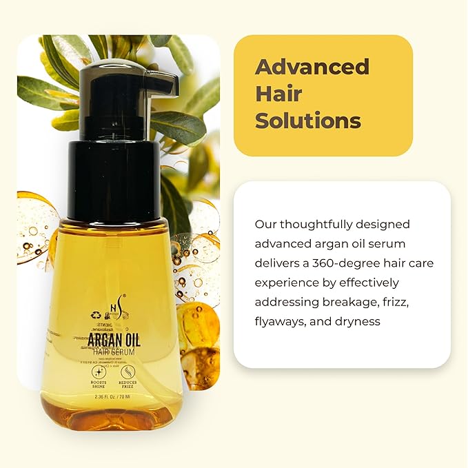 HerStyler Advanced Argan Oil Hair Serum for Women - Anti Frizz Serum for Hair - for Frizzy, Dry and Damaged Hair - Nourishing - 2.36 Fl Oz / 70 Ml - Pack of 2-Velvo Beauty