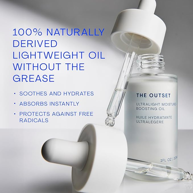 The Outset Ultralight Moisture Boosting Face Oil - Fragrance Free with Squalane - Non-clogging, Fast-Absorbing - Clean, Vegan, Gluten Free - All Skin Types, Sensitive Skin - 1 fl oz-Velvo Beauty