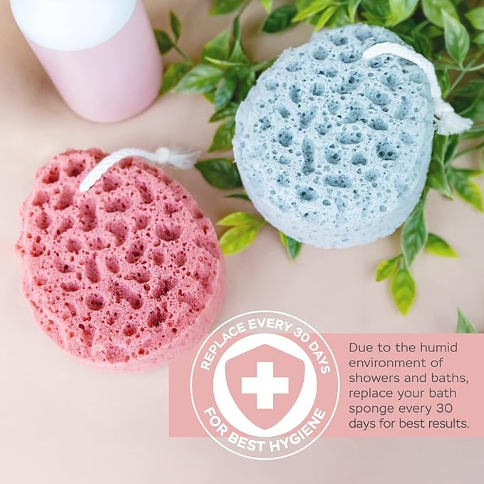 Spongentle Deep Cleansing Body Loofah Sponge, Natural Colors, for Bath and Shower, Multiple Textures for Gentle and Deep Exfoliation, Generous and Rich Lather, (Pack of 2)-Velvo Beauty