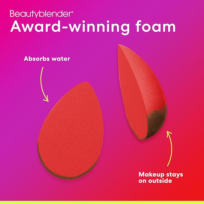 Beautyblender® | Ruby Beauty Blender Makeup Sponge, Super-Soft Foam Easily Blends Foundations, Powders & Creams, Made in USA, Reusable, Washable, Streak Free Application, Vegan, Cruelty Free-Velvo Beauty