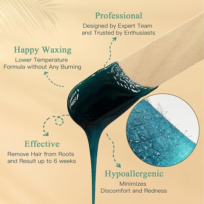 Wax Beads for Hair Removal, Bouvetan 1.3Lb/21oz Hard Waxing Beads for Brazilian Waxing, Waxing Beads for Eyebrow, Face, Bikini, Legs, Arms for Women Men Hair Removal with 10pcs Spatulas, 6 Packs-Velvo Beauty