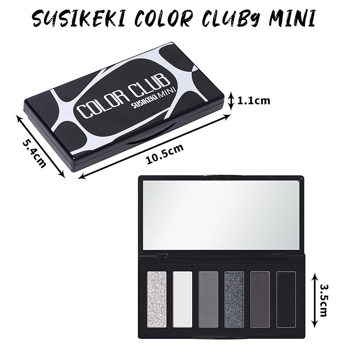 Black Eyeshadow Palette with Mirror Silver Gray Black Tones Matte Shimmer Smokey 6 Colors Mini Eye Shadow Pallet Travel Size Highly Pigmented for Vampire Clown Joker Goth Halloween Makeup-Velvo Beauty