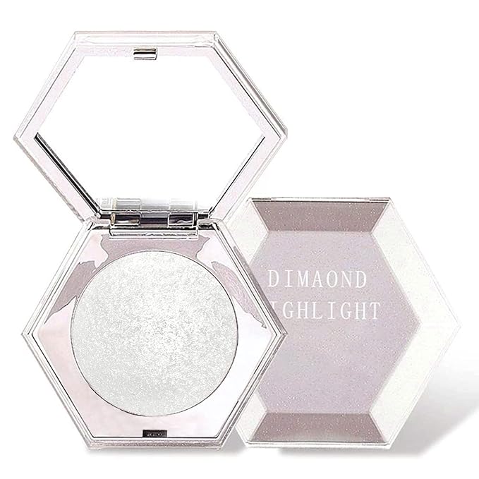 Erinde White Silver Face Highlighter Makeup Palette, Shimmer Glitter Highlighter Powder for Face Body, Natural Glossy Highlight Makeup Illuminator Highlighter Palette, Long-Lasting, Lightweight, 01#-Velvo Beauty