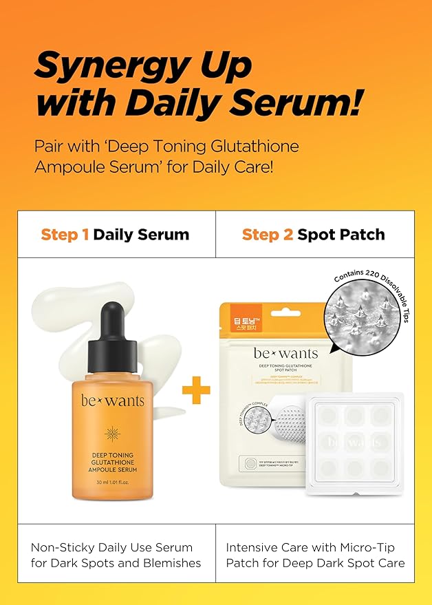 Bewants Deep Toning Glutathione Spot Patch – Micro Tip Patches for Skin Elasticity, Texture & Blemish Care, 9 Patches-Velvo Beauty