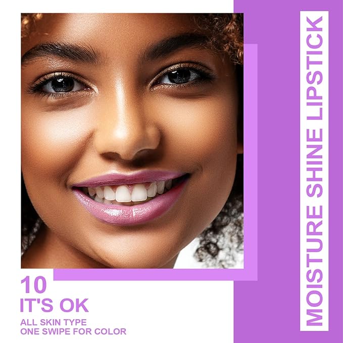 Oulac Pinky Purple Lipstick - Moisturizing Lip Stick Glossy Tinted Lip Balm, Sheer Shine Juicy Finish, Lightweight and Hydrating Formula for Dry Lip Care, Vegan 2.2g/0.07oz (10)-Velvo Beauty