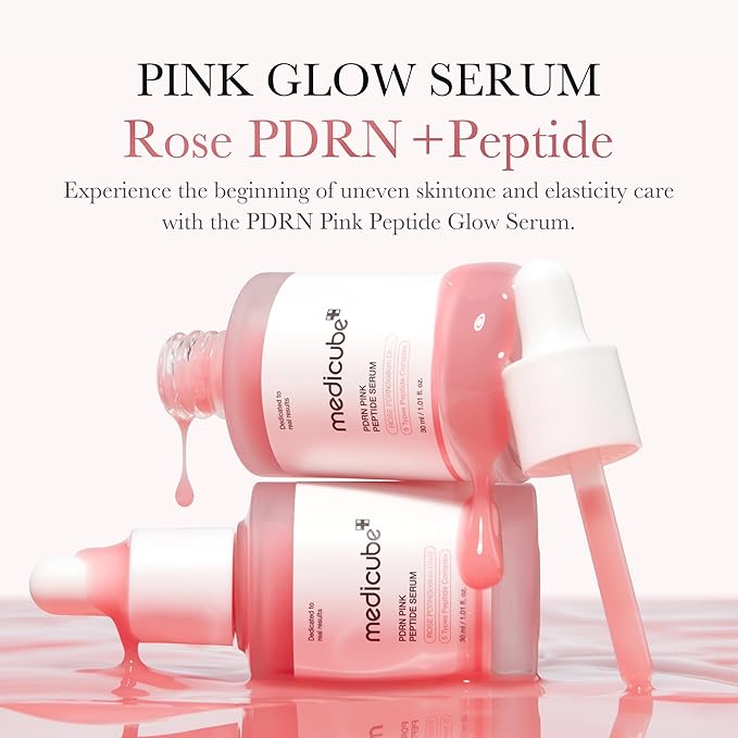 medicube PDRN Pink Peptide Serum, Pink glow serum, Peptide, Niacinamide, Hydrating & Moisturizing & Firming, Uneven Skin Tone, Korean Skincare | 1.01 fl.oz. (1.01 fl.oz., Rose PDRN (Vegan))-Velvo Beauty