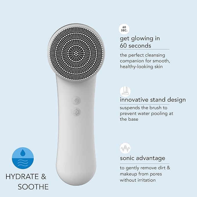 skn by conair Cryotherapy Advanced Facial Cleansing Brush, Featuring Ultra-Hygienic Silicone Brush Head and Cool Plate to Help Soothe Inflammation and Reduce Puffiness-Velvo Beauty