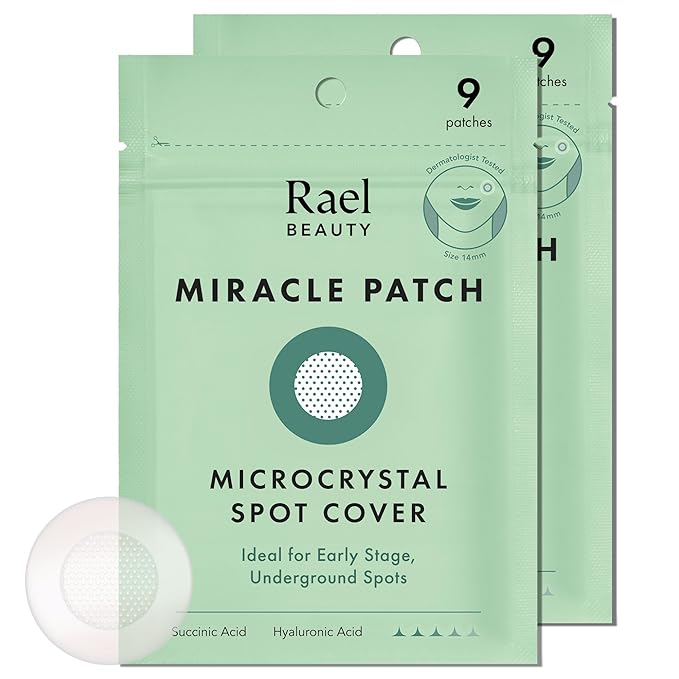 Rael Pimple Patches, Miracle Microcrystal Spot Cover - Hydrocolloid Acne Patch with Tea Tree Oil, Early Stage Zits and Blemish, Korean Skin Care, Vegan, Cruelty Free (18 Count)-Velvo Beauty