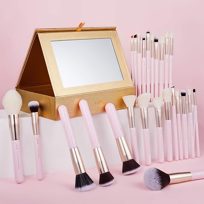 Jessup Makeup Brushes Set Professional Makeup Brush Eyeshadow Blending Powder Foundation Blusher Concealer 25pcs with Cosmetics Storage Box, Blushing Bride T295-Velvo Beauty