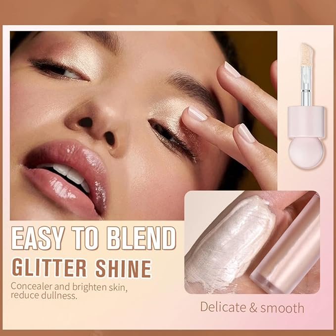 Liquid Highlighter Natural Glow For Face & Body, Waterproof Moisturizing Light Liquid Luminizer For Long Lasting Shimmer, Contour Highlighter Stick Easy to Apply with Cushion Applicator-Velvo Beauty