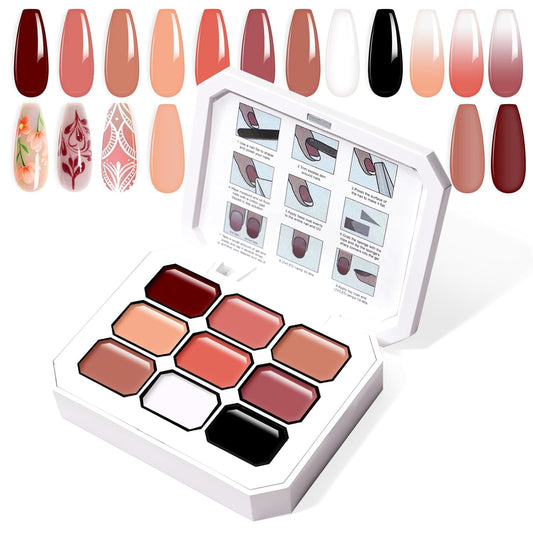 Gradient Painting Gel, 9 Colors Ombre Gel Nail Polish Nude Pink for Pigment Pat Aura Nails, French Manicure Long Lasting Home Salon DIY Nail Art Terracotta Blush(01)-Velvo Beauty