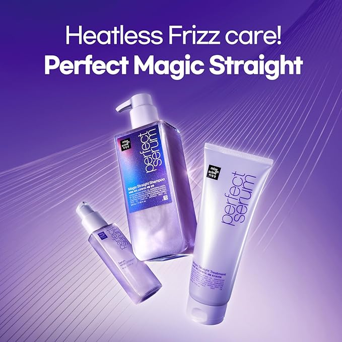 Mise En Scene Magic Straight Perfect Serum - Anti Frizz Hair Straightening Serum with heat protectant for straightener, hair tamer oil, Coconut Oil for Smooth, Silky, and Shiny Hair, 2.71 Fl Oz-Velvo Beauty