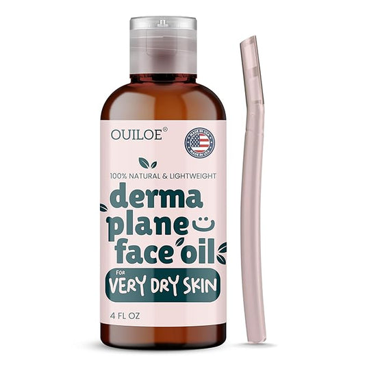 Dermaplane Kit for Women with Dry Skin - Face Shaving Oil and Razor Set - Non Comedogenic, Fragrance Free, Natural and Lightweight by Ouiloe-Velvo Beauty