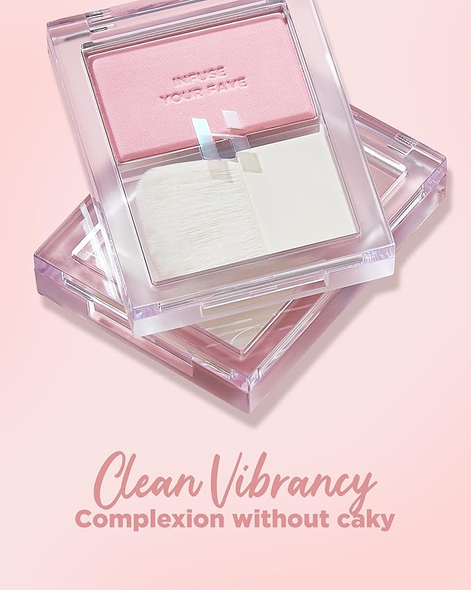 HOLIKA HOLIKA Infusing Blush with Brush - Lightweight, Smooth, Blendable Cheek Blusher, Sebum-Control, Natural Pore Coverage, Built-In Brush, Long-Lasting Pigment for Romantic Mood (03 SOAPY)-Velvo Beauty
