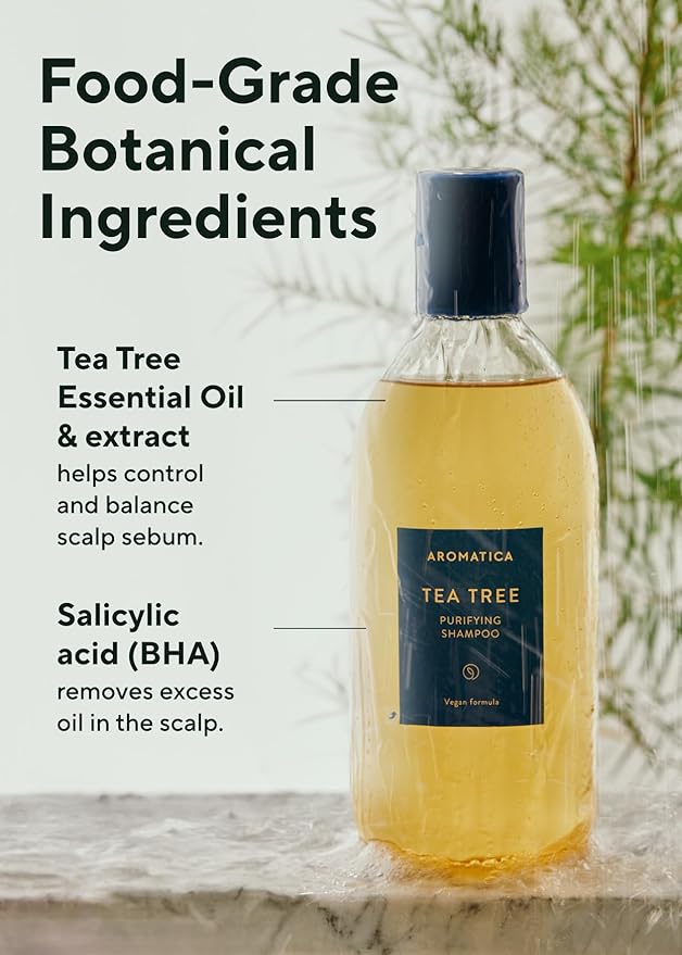 AROMATICA Tea Tree Purifying Shampoo 13.53fl.oz./400ml, Tea Tree Shampoo for Oily Hair and Scalp, Sulfate Free, Vegan-Velvo Beauty
