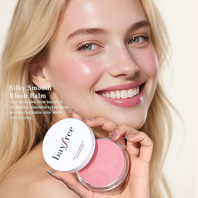 Multi Glow Balm, Cream Blush for Cheeks, Blush Balm Face Makeup, Radiant Finish, Hydrating, Creamy, Lightweight & Blendable Color, Face Makeup, 0.63 Oz (Peony Garden)-Velvo Beauty